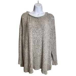 LA CERA Womens Gray Marled Knit Long Sleeve Tunic Top Size L Cozy‎ Comfy Slouchy